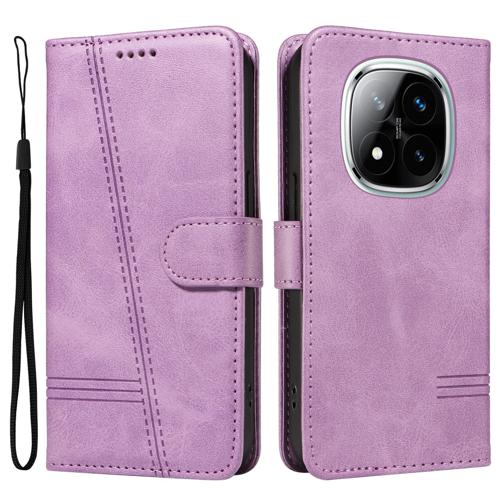 

Для Xiaomi Redmi Note 14 Pro+ 5G/Note 14 Pro 5G/Poco X7 5G Чохол Книжка Гаманець Т-подібні Лінії Шкіряний Чохол для Телефону Light Purple