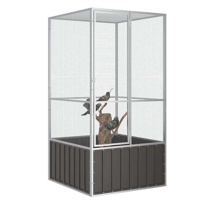 Cage à oiseaux - Anthracite - 111x107x211,5 cm - Acier galvanisé - Extérieur - Grande taille
