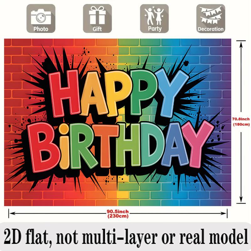 Cheerful Birthday Banner, Photo Backdrop Wall Decor for Party