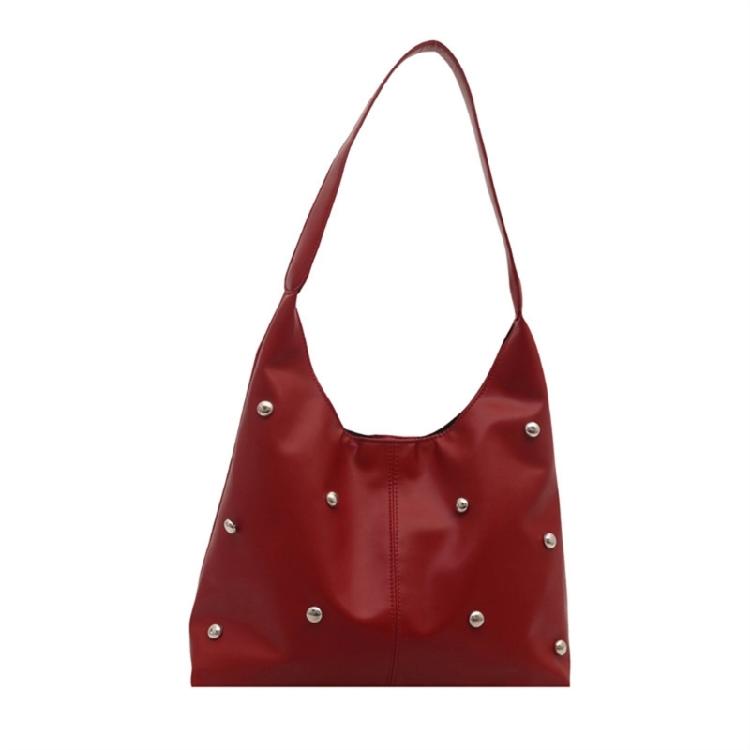 Leather Hoboes Bags for Women Soft Shoulder Purse Slouchy Toted Handbags Crescents Shoulder Bags Punk Underarm Purses