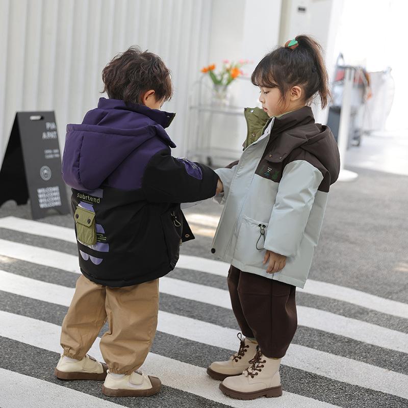 

Детский двусторонний пуховик, зимнее модное теплое пальто для мальчиков и девочек