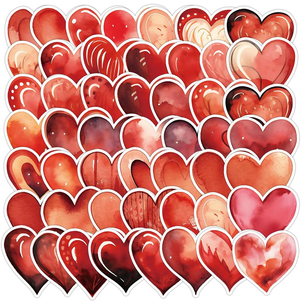 Valentine's Day Heart Graffiti Stickers: 50/100 Waterproof Decorative Stickers for Water Bottles & Computers
