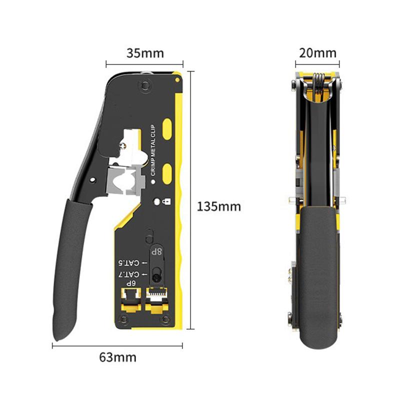 Pass Through Crimp Plier Cat7 Cat6 Cat6A Cat5 Cat5E Stripping Crimping Tool With 8P/6P Ethernet Connectors