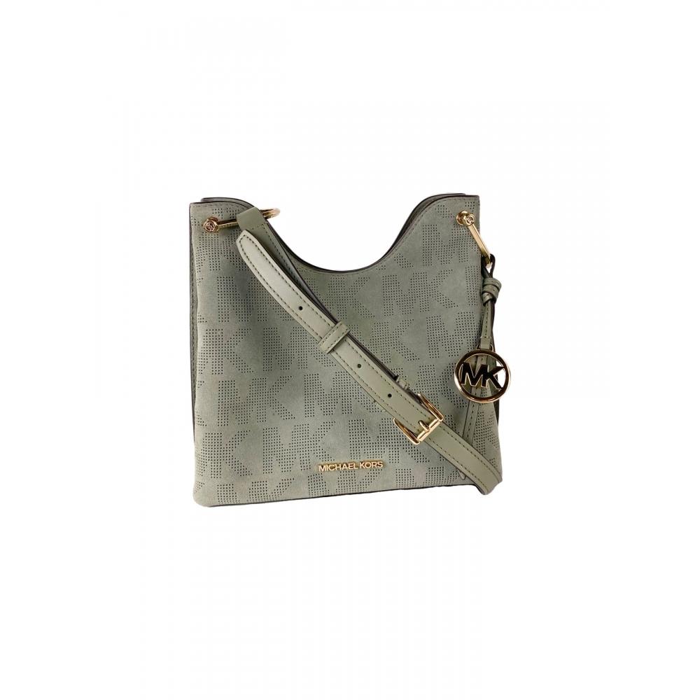 

Michael Kors Joan Большая сумка-мессенджер из перфорированной замши с напуском