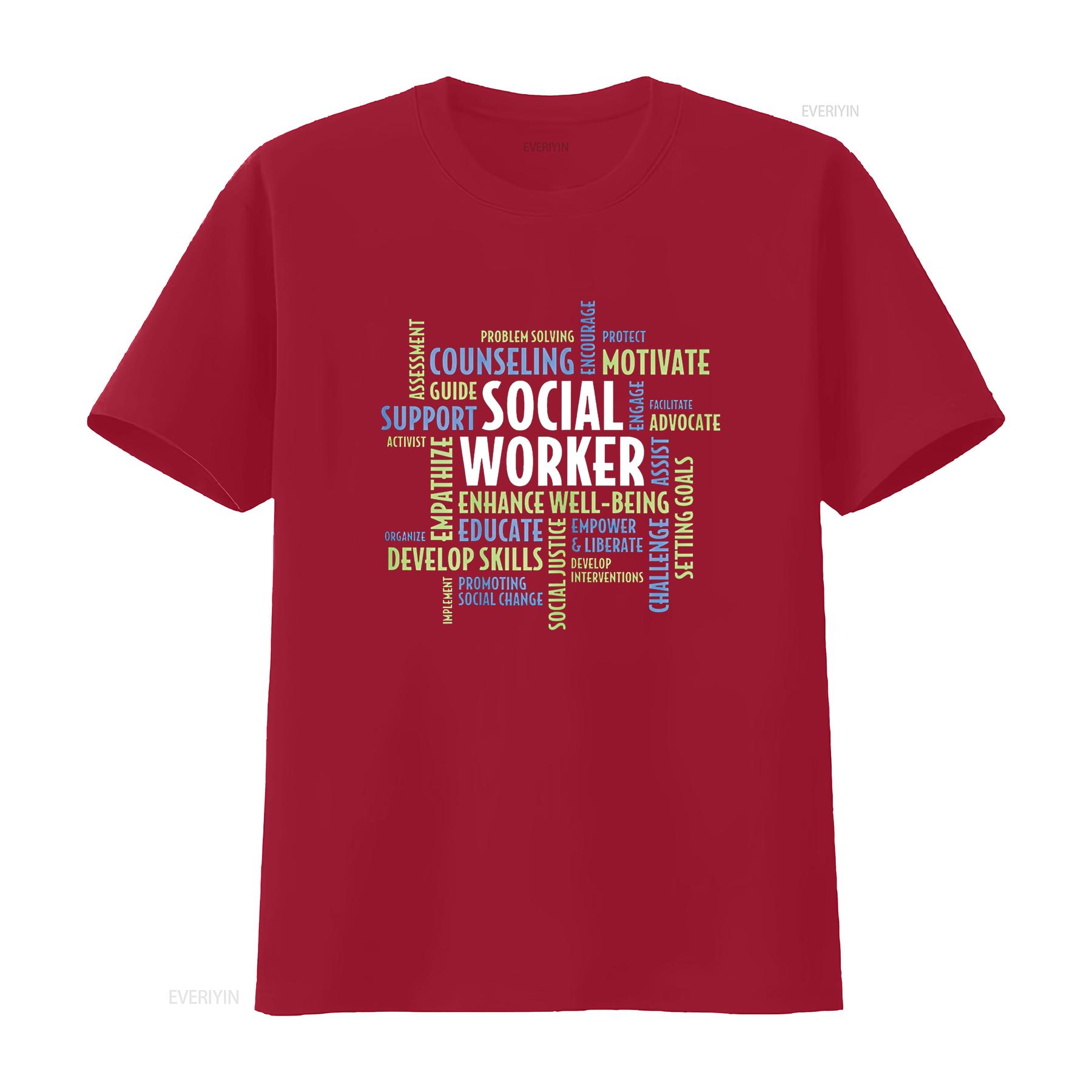 

Social Work Month Worker T Shirt vintage Washed homme fashion Unisex Versatile Stretched Casual streetwear Soft Slightly S