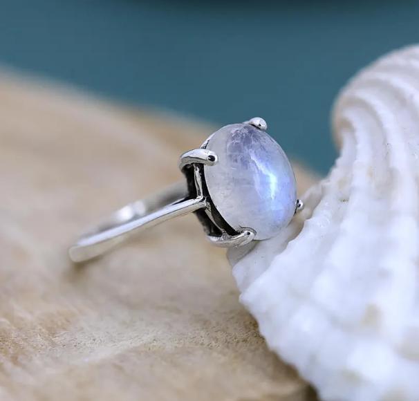 Handmade Moonstone Ring in 925 Sterling Silver – Boho Statement Jewelry moonstone ring
