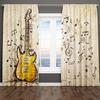 Black Music Abstract Piano Note Art Modern Thin 2 Pieces Light Filtering Curtains for Living Room Bedroom Window Drape Decor