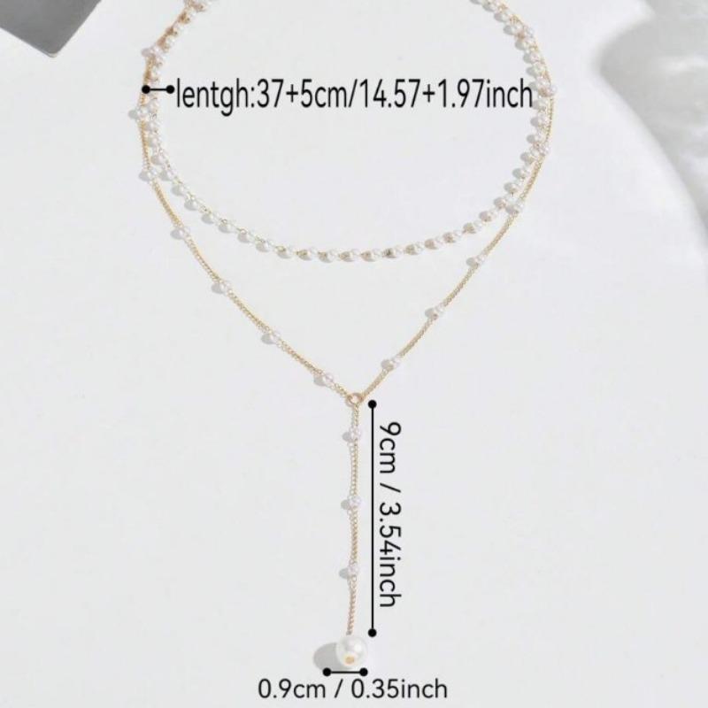 1PC Fashion New Pearl Necklace Women's Personality Y-Shaped Pearl Tassel Stacked Clavicle Chain Necklace