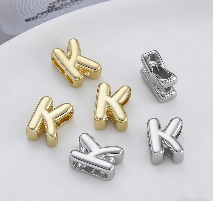 1pc Alphabet Bead Polished Design Mini 3D Bubble 26 Letter Charm for DIY Necklace Bracelet Jewelry Making