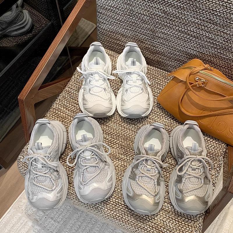 Mesh Breathable Thick-soled Dad Shoes for Women In Summer 2025 New Versatile Height-increasing Casual Sports Shoes Trendy Dad Shoes