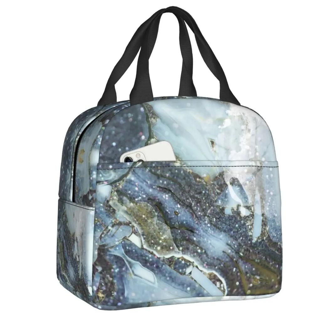 Marmor Grau Kupfer Schwarz Gold Isolierte Lunchtaschen für Frauen Abstraktes Muster Kühltasche Thermische Lebensmittel Lunchbox Kinder Schule Kinder