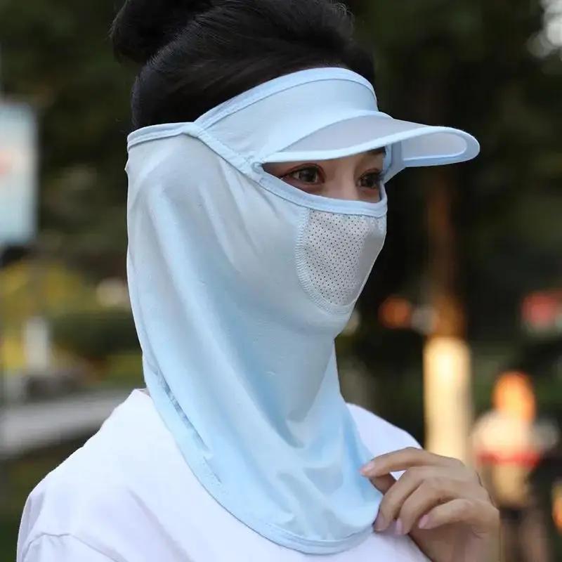 Women Thin Summer Sunscreen Face Mask Ice Silk Mask Cover for Face Protection Full  Hat Ventilation Summer Cycling Equipment