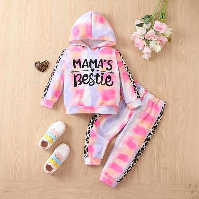 Kids' Cross-Border Tie-Dye Patchwork Hoodie & Sweatpants Set, Autumn/Winter Fashion