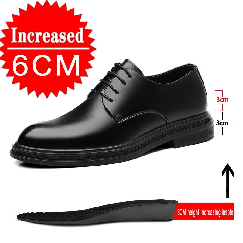 Men's Formal Business Shoes British Style Pointed Thick Bottom Wedding Shoes Banquet Social Shoe Invisible height increase 6/8cm