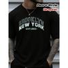 European Sizes 1pc Men'S Vintage New York Graphic T-Shirt - Lightweight Short Sleeve Round Neck Casual Tee with Retro 1955 Print