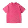 Unisex gewaschenes, distressed Rundhals-T-Shirt - 220g gekämmte Baumwolle, Retro lockere Passform, überschnittene Schultern, Sommer-Freizeit-Top
