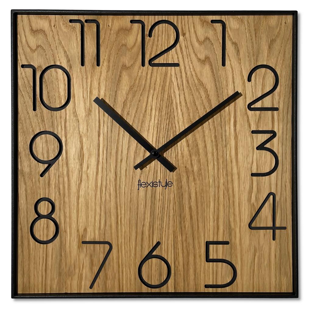 Wooden Wall Clock Wood Square 40cm
