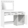 Makeup Table with Mirror Lighting 2 pcs White Particleboard