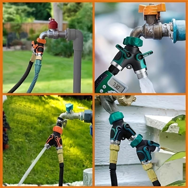 1pc New Two Way Irrigation Hose Branch Connector 3/4 Inch Garden Tap Water Branch Drip Irrigation Adapter For Outdoor Yard Watering