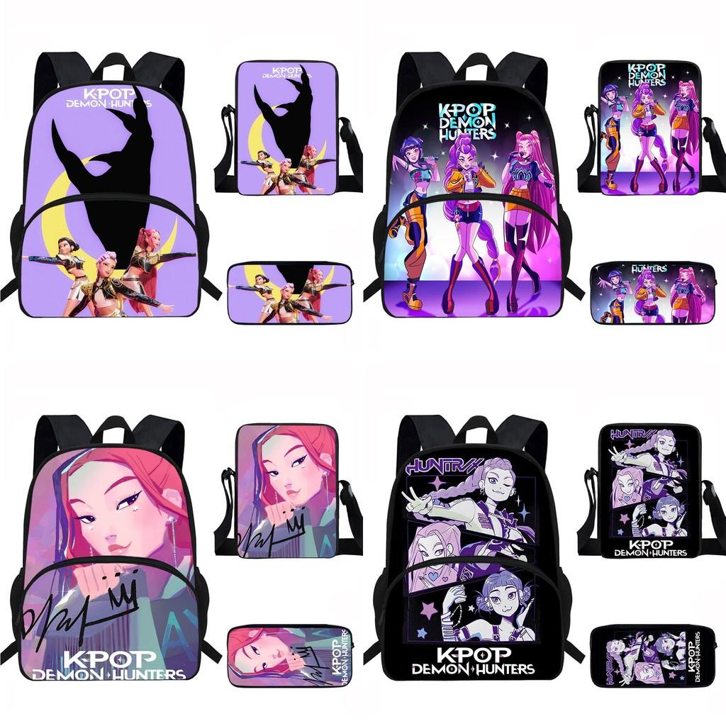 Hunters Demon Kpop Child School Backpack Set Breathable Fabric Primary Students