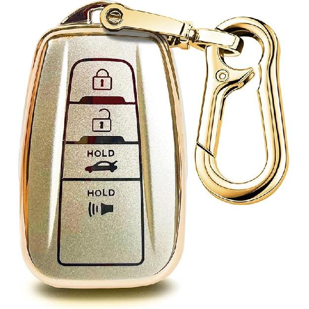 for Toyota Key Fob Cover with Premium Shell Wristlet 360 Degree Protection Key Case for 2018-2022 2023 2024 Camry RAV4 Highlander Avalon C-HR Prius
