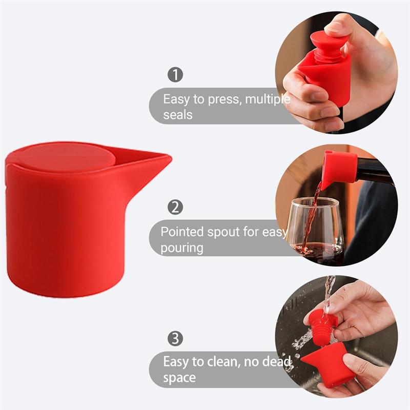 B97A-Silicone Wine& Champagne Stopper Set- Ultimate Leakproof Beverage Bottle Sealers For Home, Portable Wine Saver For Bar