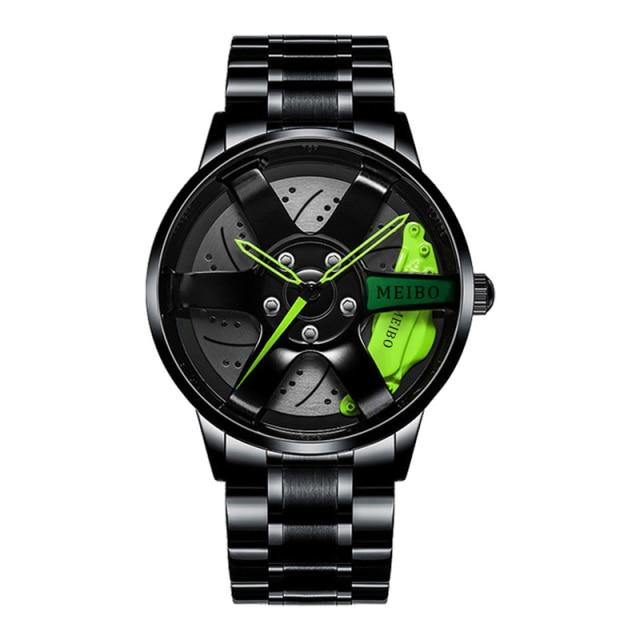 Top Uhrenmarke Männer Auto Felgenraduhren Autouhren Herrenuhr Edelstahluhr für Auto GTR