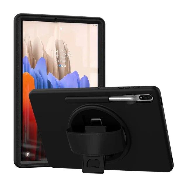 Case for Samsung Galaxy Tab S7 Plus 12.4 T970 T975 11 T870 T875 A7 10.4 T500 with Pencil Holder Hand Strap Rotation Tablet Case