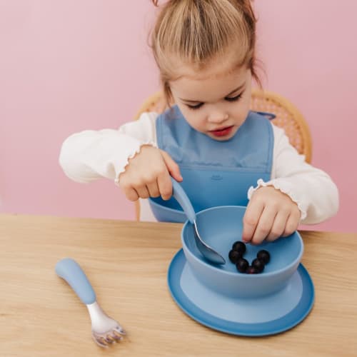 OXO Tot Spoon & Fork Set with Case, Dusk, Dishwasher Safe, Easy Grip, 61165100