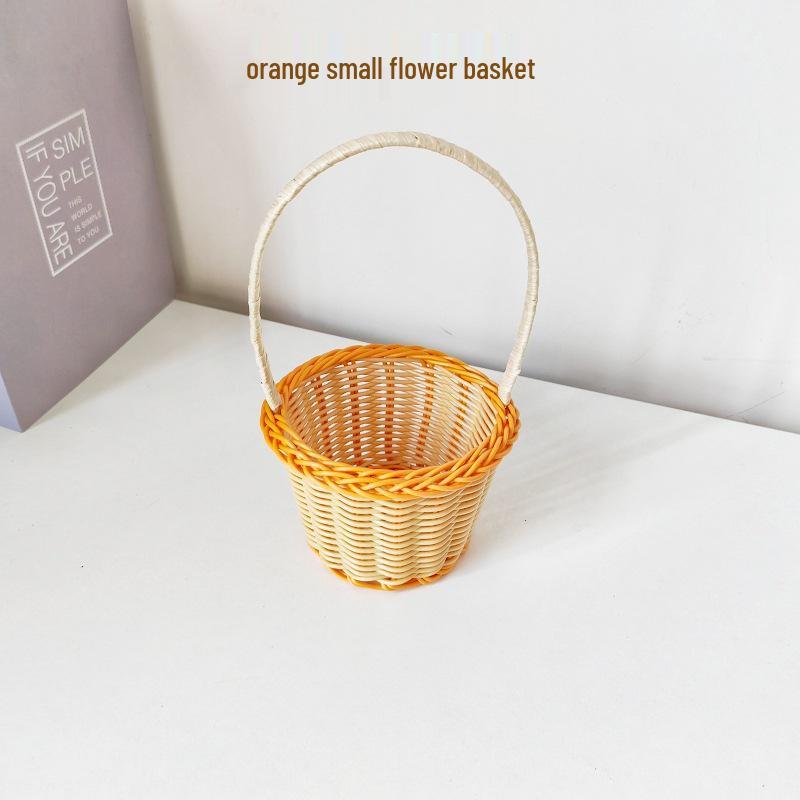 

Handheld Flower Basket Cosmetic Organizer: Wicker Monster Storage Box & Cute Handbag Souvenir 11.5 x 11.5 x 7.5 x 18 cm оранжевый