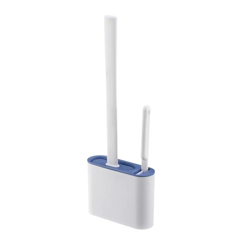 

Toilet Cleaning Brush Set - Flat Head Flexible Brush + Wall Mounted Holder, Effective WC Toilet Bowl Cleaner for Bathroom