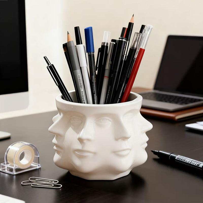 Creative Multi Sided Facial Pen Holder Home Storage Ornament Office Desktop Decoration Ornaments Commemorative Gifts