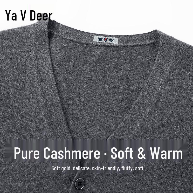 Yalu Men's Pure Cashmere V-Neck Cardigan