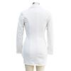 Vestido Blazer Feminino Gola V Manga Longa Bodycon Vestido de Trabalho Um Botão Babado Tubinho Formal para Escritório