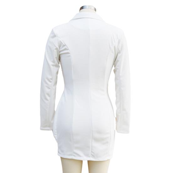 Vestido Blazer Feminino Gola V Manga Longa Bodycon Vestido de Trabalho Um Botão Babado Tubinho Formal para Escritório