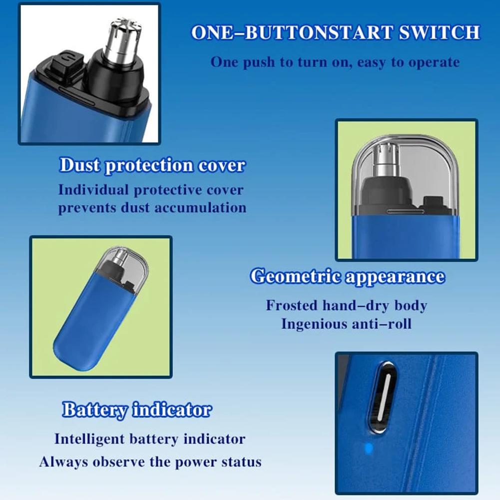 Portable Nose Hair Trimmer 2 in 1 Rechargeable USB Eyebrow Facial Hair Trimmer Clipper Powerful Electric Nose Hair Shaving Tools