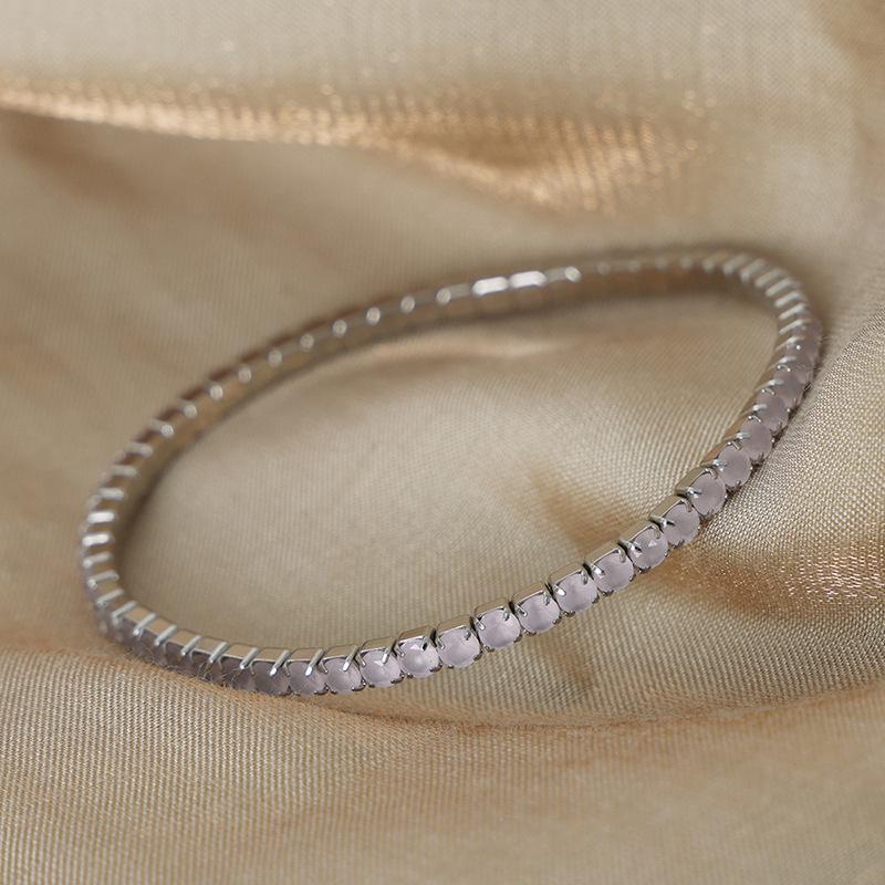 Multicolor Zircon Gold-Plated Titanium Steel Elastic Bracelet