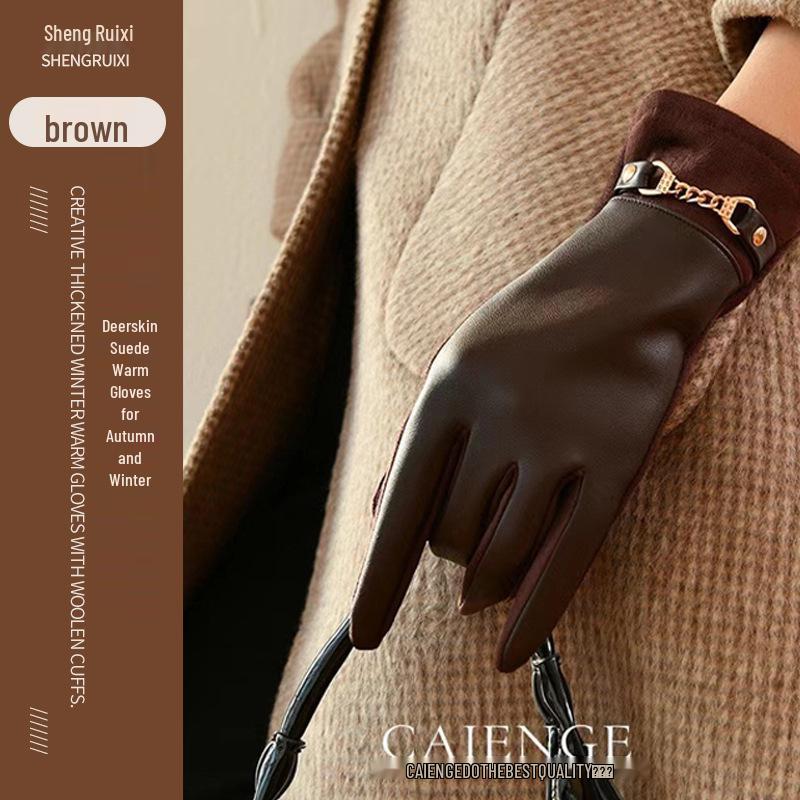 Damen Winterhandschuhe mit Fleecefutter: Warm, Winddicht, Touchscreen-Kompatibel, Proteinleder