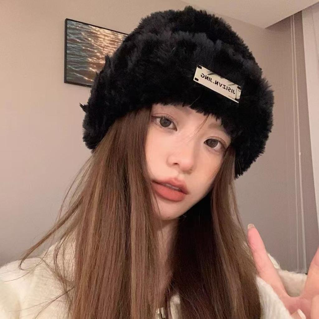 Imitation Rabbit Fur Hat Children's New Autumn and Winter Versatile Knitted Yarn Hat Big Head Circumference Warm Ear Protection Cold Hat