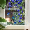 Dreamy Blue Flower Vine Strips Sticker Wall Decal, Refrigerator/Air Conditioner Glass Door Sticker