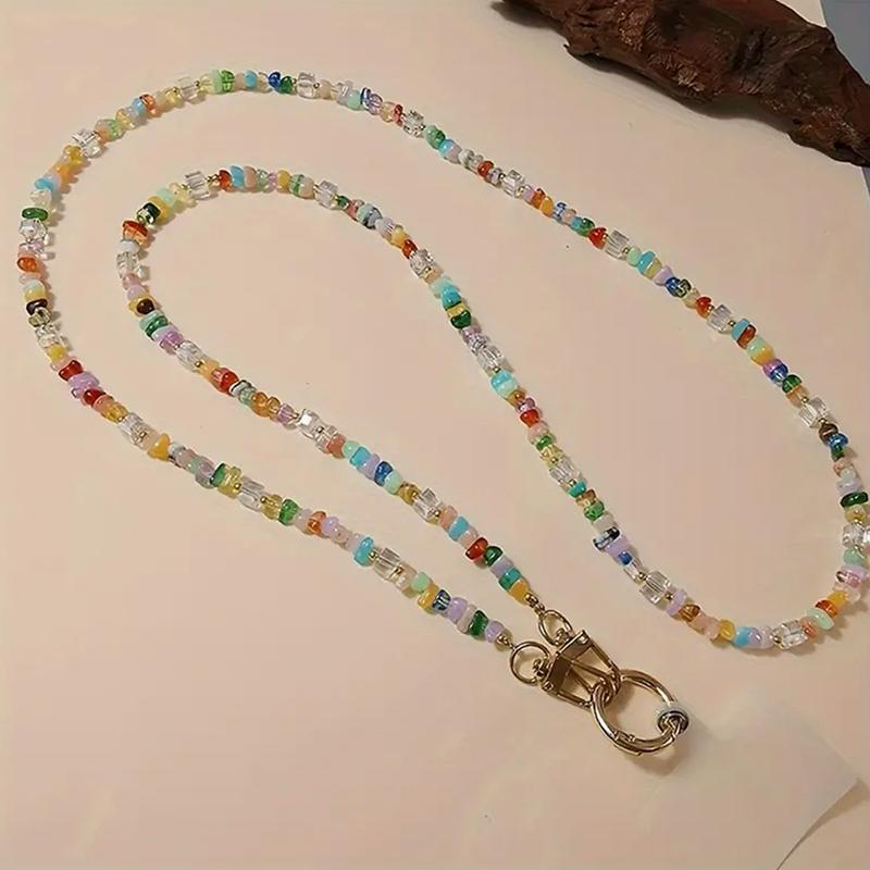 Lanière de téléphone bohème colorée à chaîne de perles, dragonnes de téléphone anti-perte, chaîne de sac en acrylique couleur bonbon, bandoulières pour sac à bandoulière