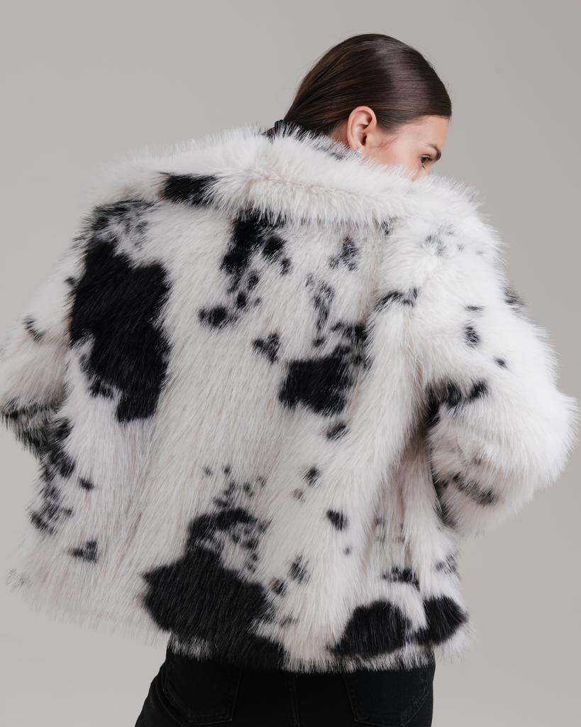 Women's Short Fur Coat ZLLY 20149 S White-black