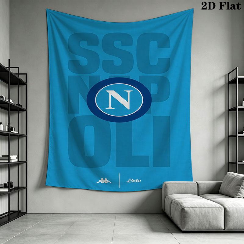 SSC Napoli Logo Wall Hanging Printed Fabric Blanket Decorative Tapestries for Bedroom Living Room Home Decor