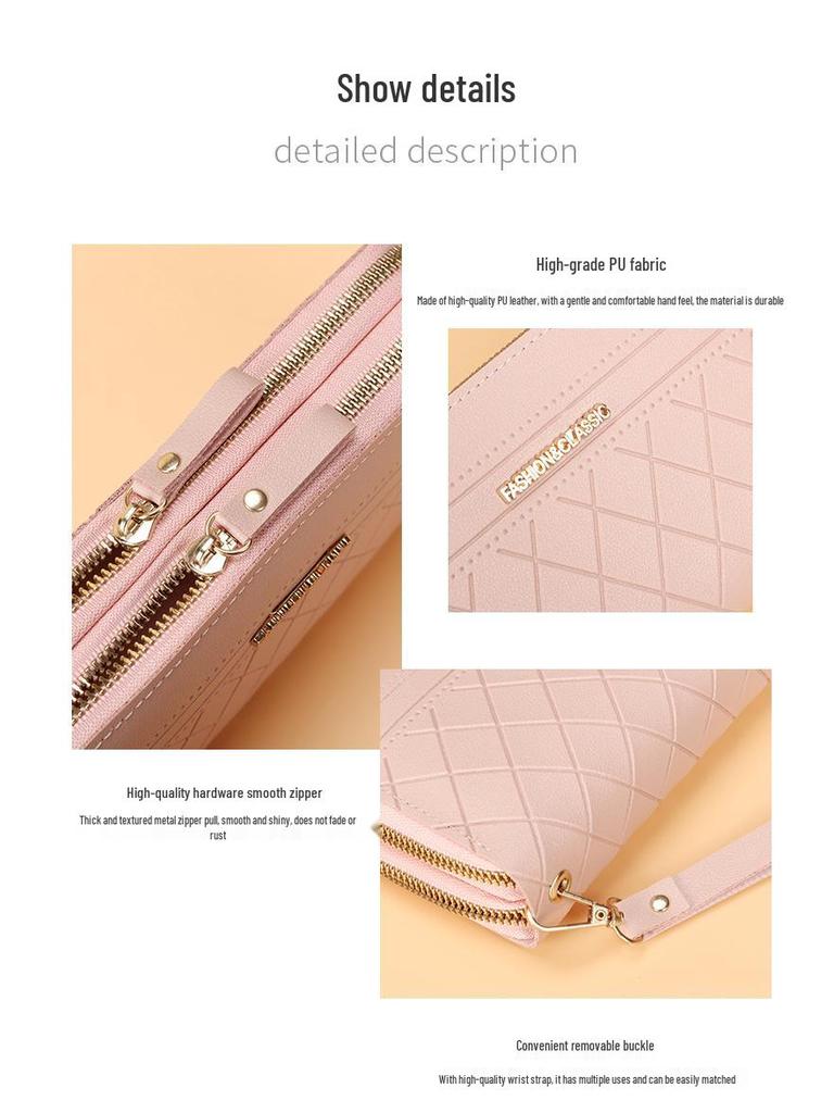 Women's 2024 Double Zipper Long Wallet - Korean Style Multi-Card Coin Purse