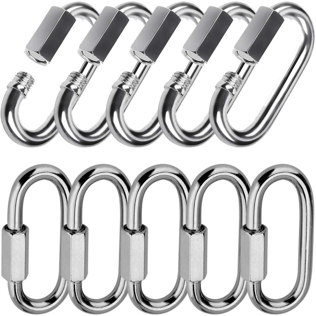 Lissey SUS304 Stainless Steel Ring Carabiners with Connecting Hardware for Large and Small and Swings 10 Catches, Locks, D-Rings, Mountaineering,