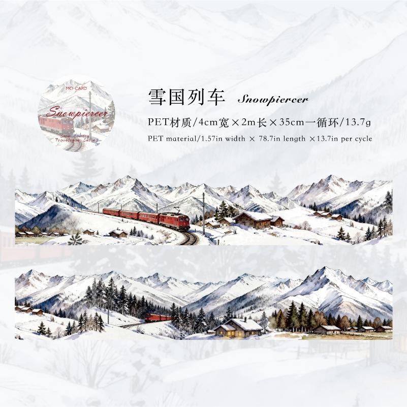 

4cm×200cm Irregular Tape Snow Country Manga Series Winter Snow Scene Hand Account DIY Decoration Reusable Sticker