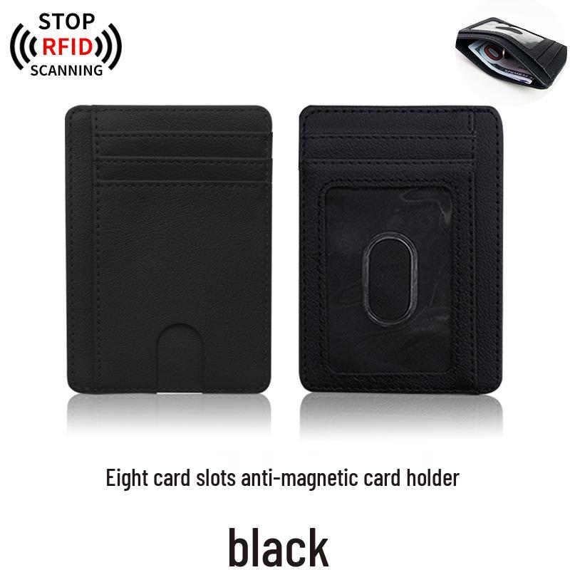 RFID Anti-Demagnetization Card Holder - Unisex PU Multi-Card Slot Sleeve