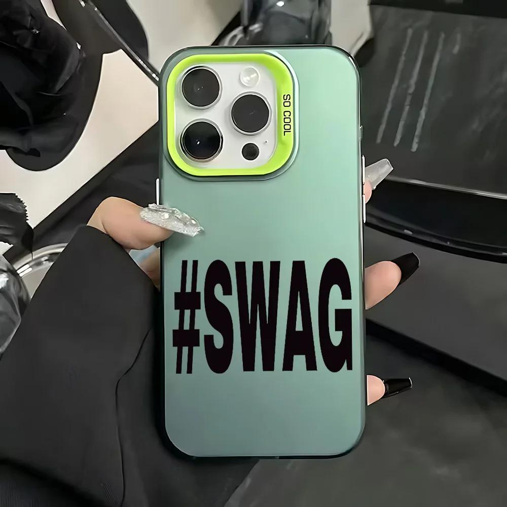 Y2K #SWAG Letter Phone Case for iPhone 17 Air 16 E 15 14 Plus 13 12 Mini 11 Pro Max Acrylic Sheet Silicone Soft Edge Hard Cover