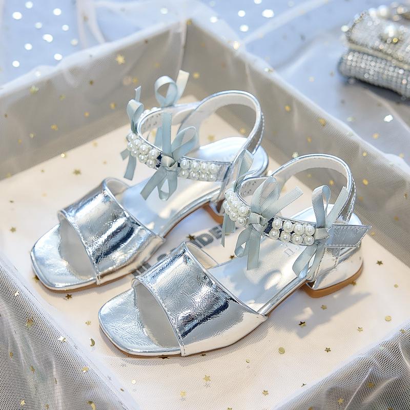 Girls' Sandals Children's Princess Shoes2026New Summer High-Heeled Shoes for Little Girls with Chunky Heels for Children's Performances and Fashion