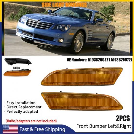 Pair Front Side Light Housing Marker Amber Lens Crossfire 2004-2008 For Chrysler